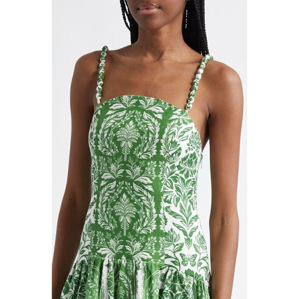 FARM Rio Women's Green White Floral Delicate Tapestry Midi Dress Size Large NWOT - Picture 5 of 12